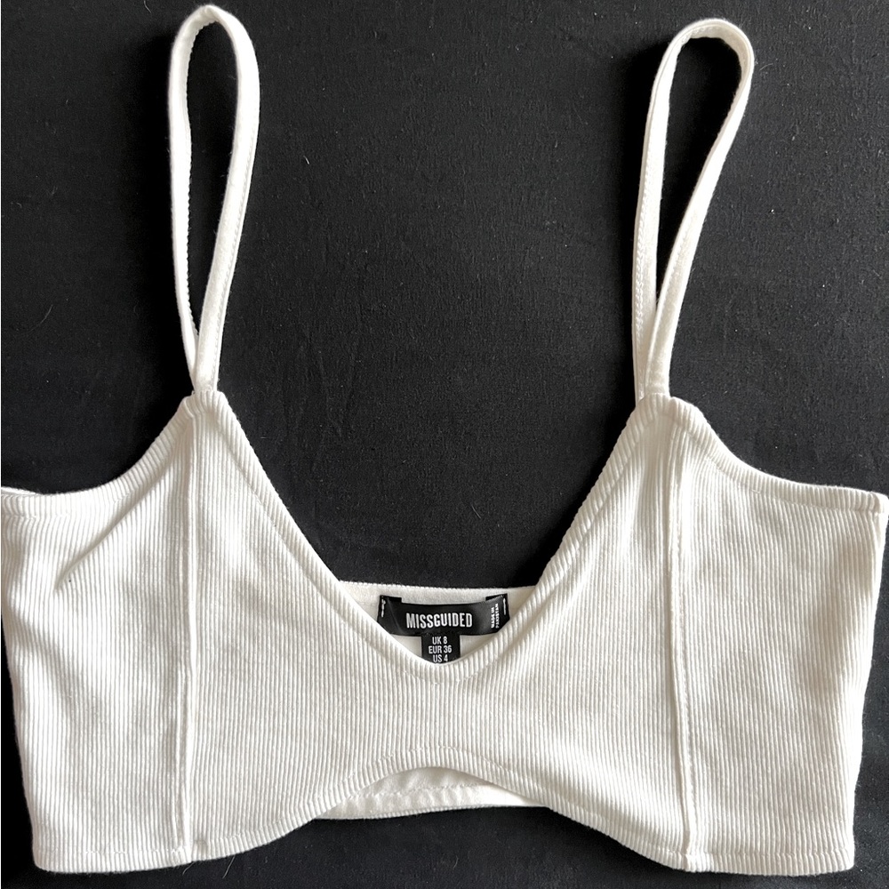Missguided White Scoop Neck Crop Top